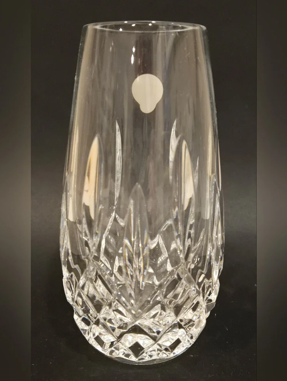 Waterford Clear Crystal Cut-Glass Vase with Classic Diamond Pattern
